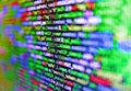 Programmer developer screen. PHP development, software site code. Abstract computer script about big data and blockchain database Royalty Free Stock Photo