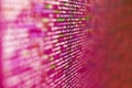 Programmer developer screen. Programming code screen of software developer. Javascript code in bracket software. Modern web Royalty Free Stock Photo