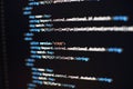 Programmer developer screen, web app coding. Script on computer. Modern display of data source code. Programming code abstract Royalty Free Stock Photo