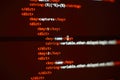 Programmer developer screen, web app coding. Script on computer. Modern display of data source code. Programming code abstract Royalty Free Stock Photo