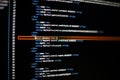 Programmer developer screen, web app coding. Script on computer. Modern display of data source code. Programming code abstract Royalty Free Stock Photo