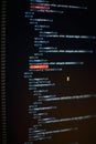 Programmer developer screen, web app coding. Script on computer. Modern display of data source code. Programming code abstract Royalty Free Stock Photo