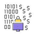 programmer developing financial application color icon vector illustration