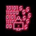 programmer developing financial application neon glow icon illustration