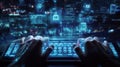 Programmer developing secure software using futuristic interface Royalty Free Stock Photo