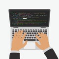 The programmer develops a program code in the editor integrated development environment. Royalty Free Stock Photo