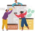 Programmer engineering and coding. Set of programmers working on web development on computers Royalty Free Stock Photo