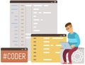 Programmer engineering and coding. Set of programmers working on web development on computers Royalty Free Stock Photo