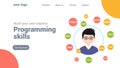Programmer flat design graphic illustration. Computer geek programming software training website banner concept Royalty Free Stock Photo