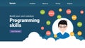 Programmer flat design graphic illustration. Computer geek programming software training website banner concept Royalty Free Stock Photo