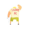 Programmer With I Love PC Print On T-shirt Back Funny Character