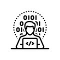 Black line icon for Programmer, hacker and software