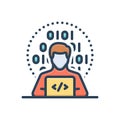 Color illustration icon for Programmer, hacker and software
