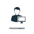 Programmer icon. Monochrome style design from professions icon collection. UI. Pixel perfect simple pictogram programmer icon. Web