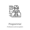 programmer icon vector from professions and occupation collection. Thin line programmer outline icon vector illustration. Linear