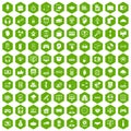 100 programmer icons hexagon green