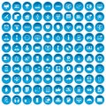 100 programmer icons set blue