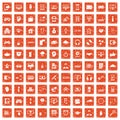 100 programmer icons set grunge orange