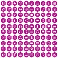 100 programmer icons hexagon violet