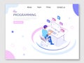 Programmer isometric character. Programming concept, web engineer at work. Royalty Free Stock Photo