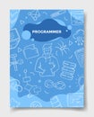 Programmer jobs career or profession with doodle style for template of banners, flyer, books, and magazine cover