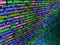 Programmer occupation. Binary computer code background, abstract. Hi-tech modern screen of data, digits and chars on monitor Royalty Free Stock Photo