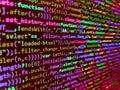 Programmer occupation. Code on dark background. Front-end applications in the color concept. Programming code abstract technology Royalty Free Stock Photo