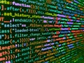 Programmer occupation. Code on dark background. Front-end applications in the color concept. Programming code abstract technology Royalty Free Stock Photo