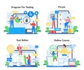 Programmer online service or platform set. Coding, testing and writing program. Royalty Free Stock Photo