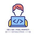 Programmer pixel perfect line color icon Royalty Free Stock Photo