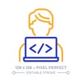 Programmer pixel perfect two color line icon Royalty Free Stock Photo