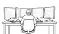 Programmer with Quad Monitors Royalty Free Stock Photo
