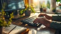 A Programmer's Hands at Work.AI generated image Royalty Free Stock Photo