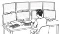 Programmer's Multi-Monitor Setup Royalty Free Stock Photo