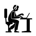 Programmer Silhouette Working on His Computer.