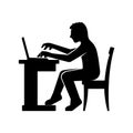 Programmer Silhouette Working on His Computer.