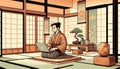 Programmer sitting at a computer Royalty Free Stock Photo