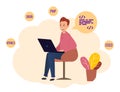 Programmer sitting with laptop and working.. concept Royalty Free Stock Photo