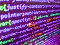 Programmer software workplace. Developer working on program codes in office. Computer program. Lines of code of a software with Royalty Free Stock Photo