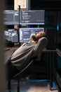 Programmer Taking Short Break During Night Work Royalty Free Stock Photo