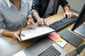 Programmer Team of  Developing programming and website working in a software develop company office, writing codes and typing data Royalty Free Stock Photo