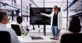 Programmer Team Meeting With TV Screen In Office