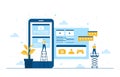 Programmer Thinking Mobile App Development Process Flat Design Illustration