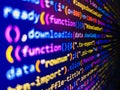 Programmer Typing New Lines of HTML Code. Modern binary code close-up. SEO concepts for better SERP. Programming code abstract. Royalty Free Stock Photo