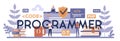 Programmer typographic header concept. Idea of working on Royalty Free Stock Photo