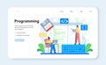 Programmer web banner or landing page. Idea of coding, testing Royalty Free Stock Photo