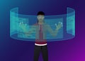Programmer and Web Developer Using Futuristic Augmented Reality Interface