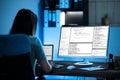 Programmer Woman Coding On Computer Royalty Free Stock Photo