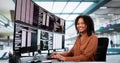 Programmer Woman Coding On Multiple Screens Royalty Free Stock Photo