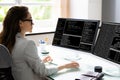 Programmer Woman Coding Software On Computer Royalty Free Stock Photo